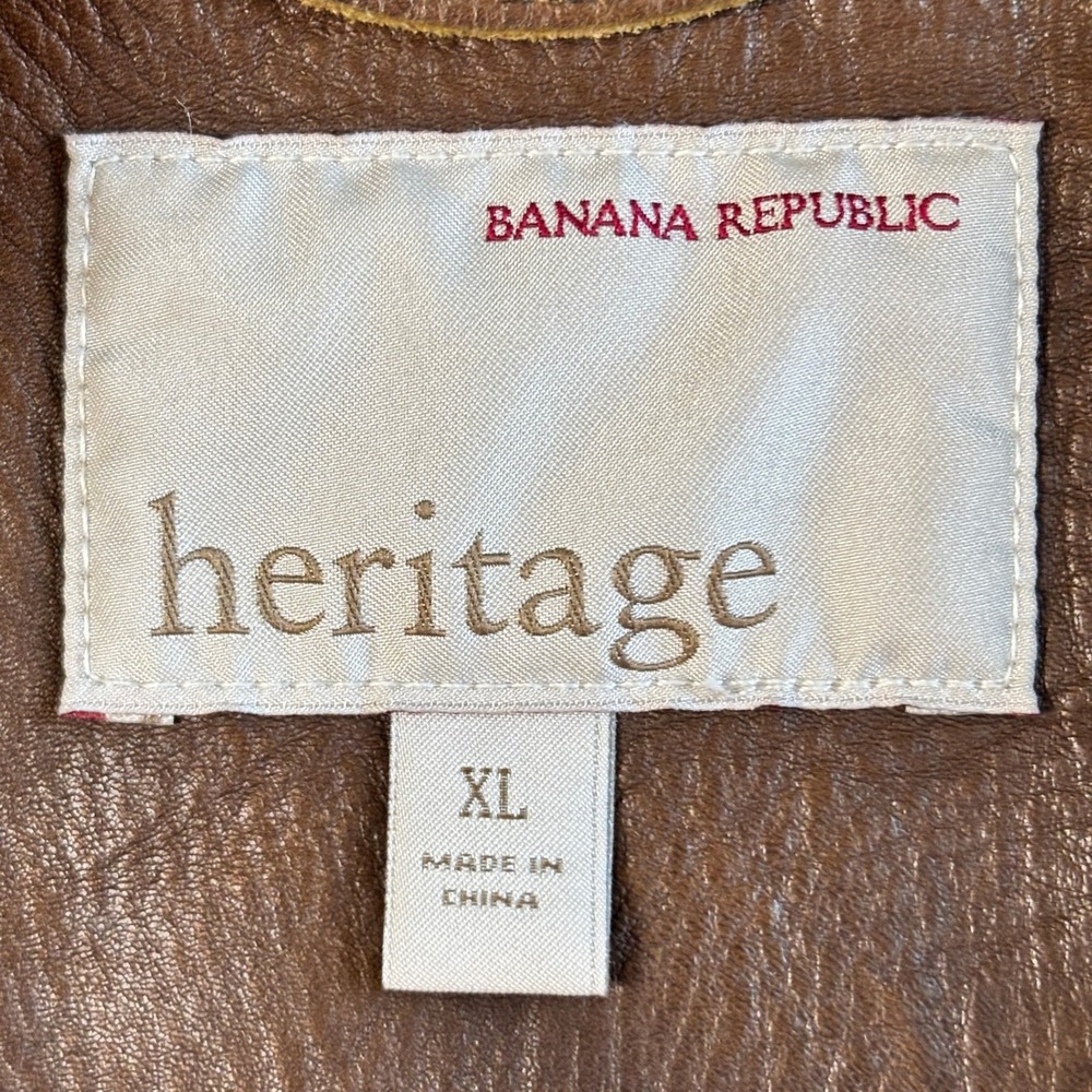 Banana Republic Heritage Mens XL Brown Leather Field Jacket Safari Style Utility - Picture 2 of 16